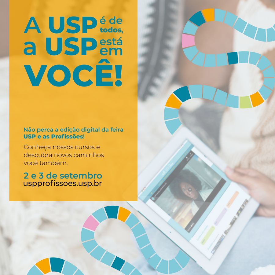 Arte quadrada Feira USP e as Profissões